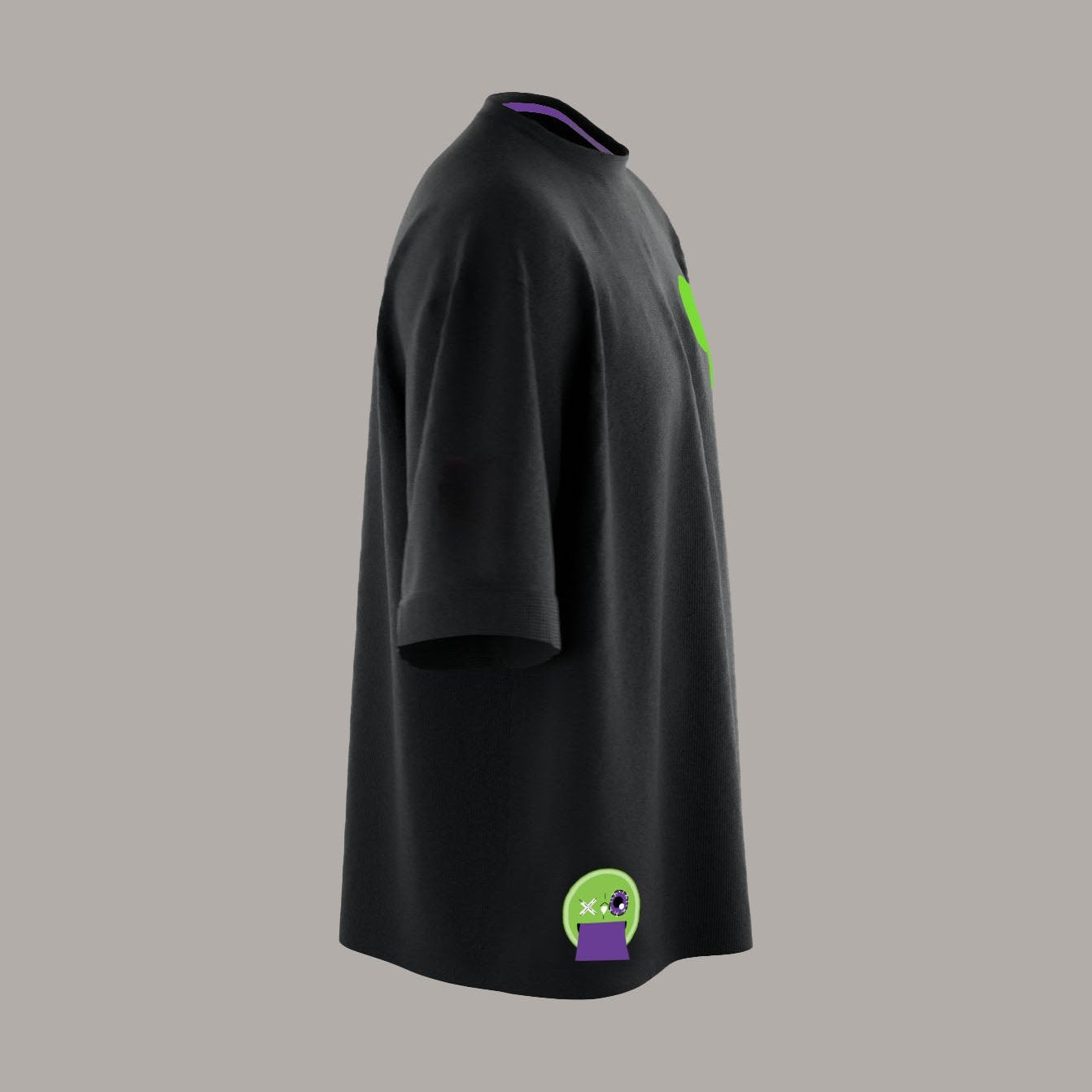 BLACK OVERSIZED T-SHIRT BASIC NOTHING BASIC GREEN!