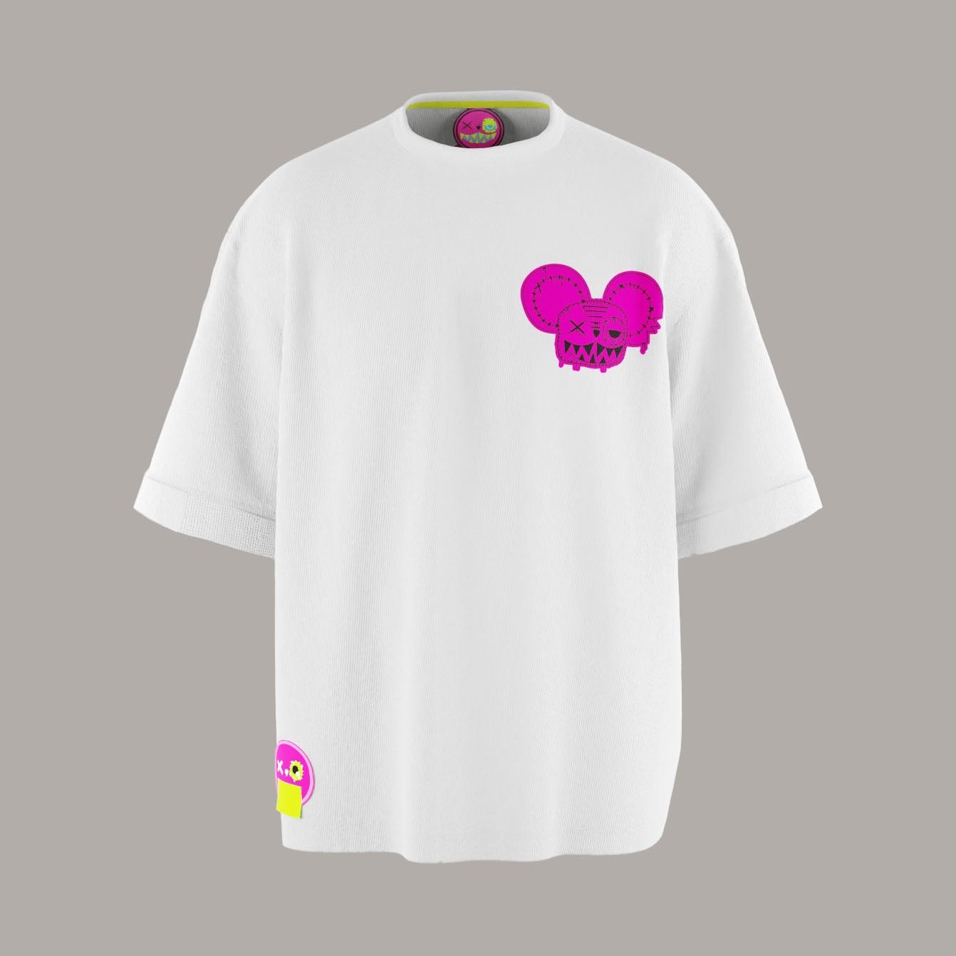 WHITE OVERSIZED BASIC NOTHING BASIC PINK T-SHIRT!