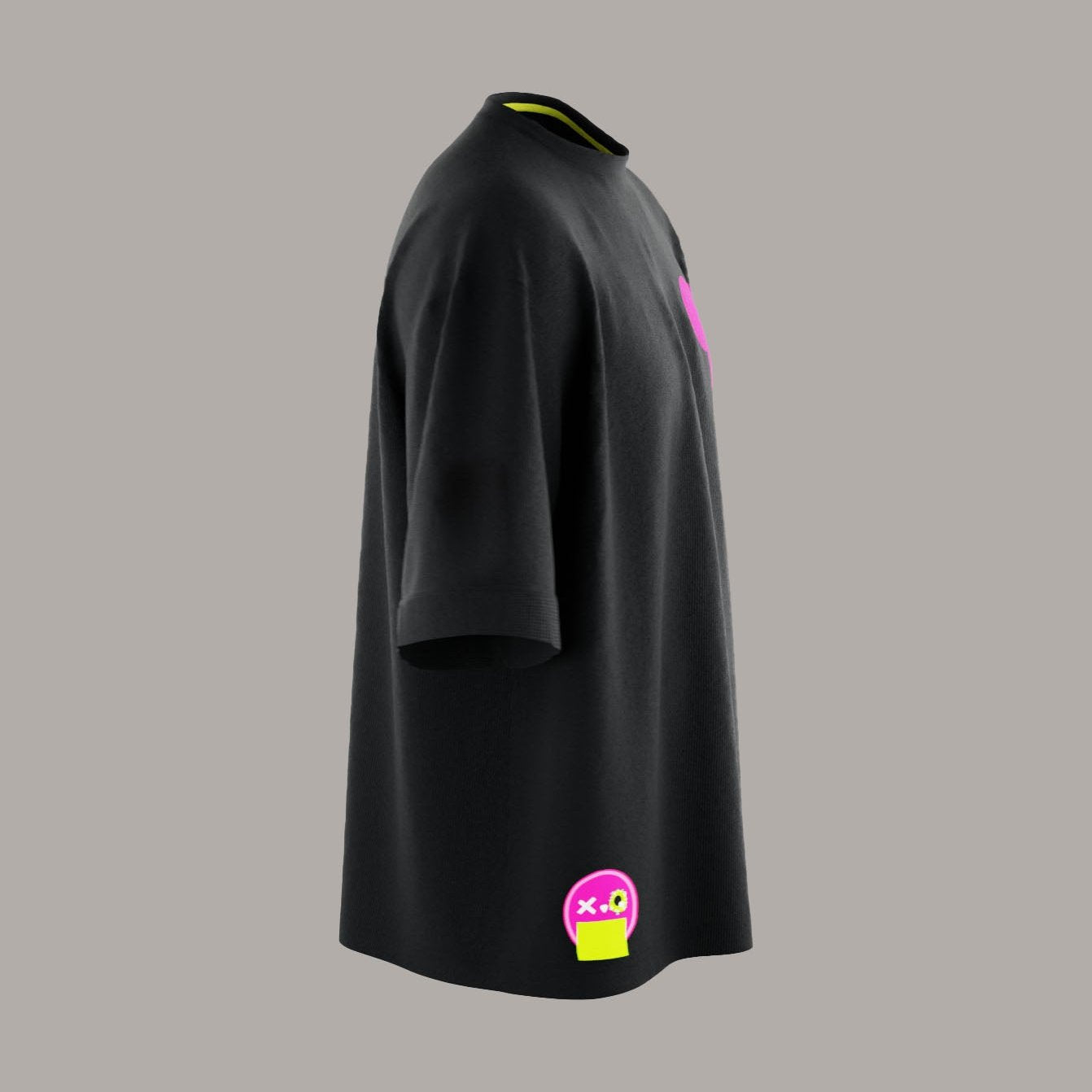 OVERSIZED BLACK BASIC NOTHING BASIC PINK T-SHIRT!