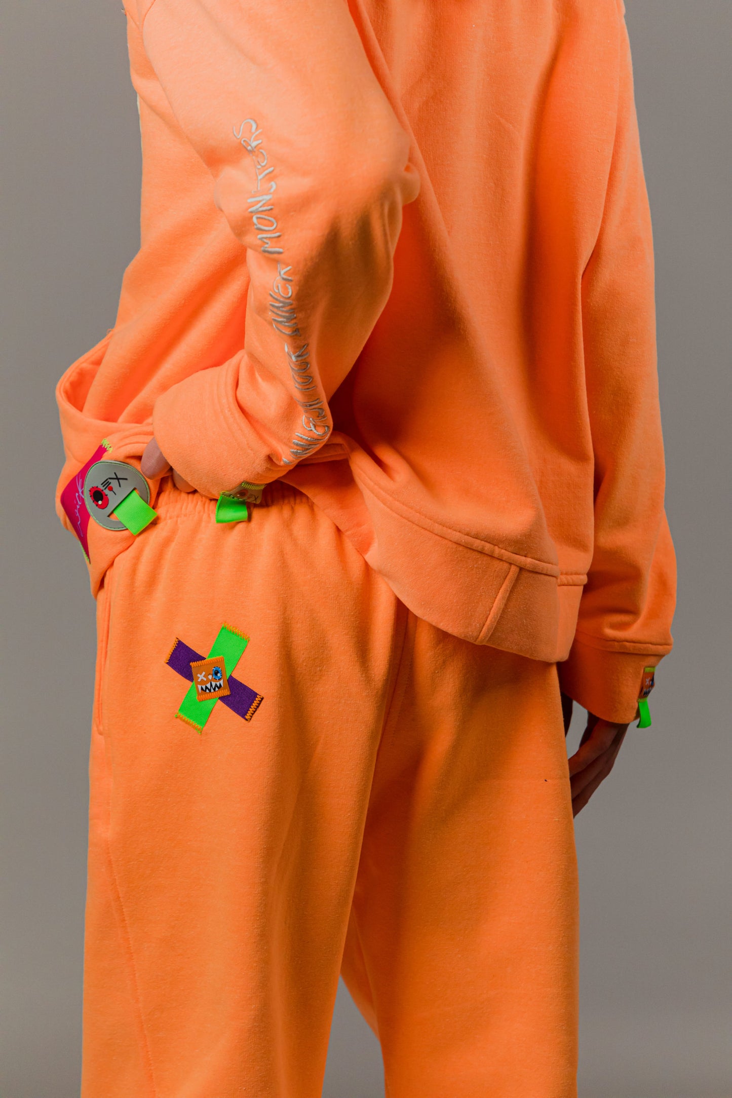NEON ORANGE SWEATPANTS!