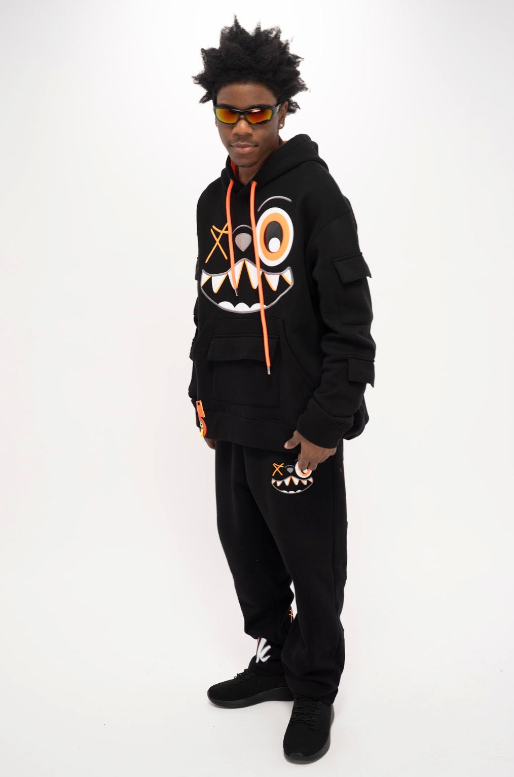 ORANGE AND BLACK HOODIE