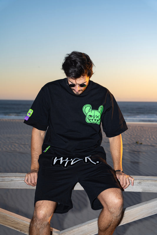 NIGHT RIDERS NOTHING BASIC T-SHIRT BLACK & GREEN