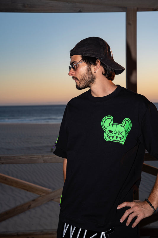 NIGHT RIDERS NOTHING BASIC T-SHIRT BLACK & GREEN