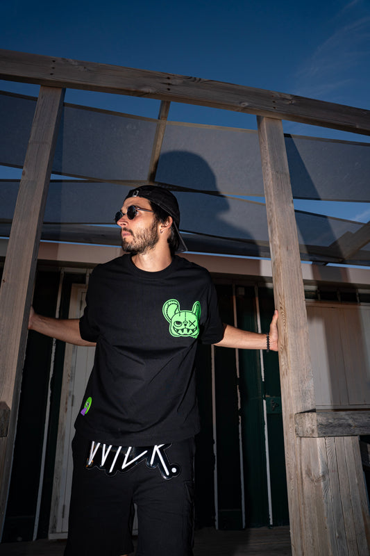NIGHT RIDERS NOTHING BASIC T-SHIRT BLACK & GREEN