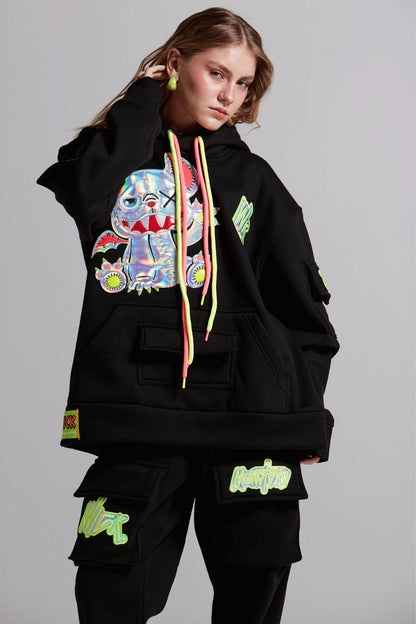 NEON ROYALTY HOODIE BLACK