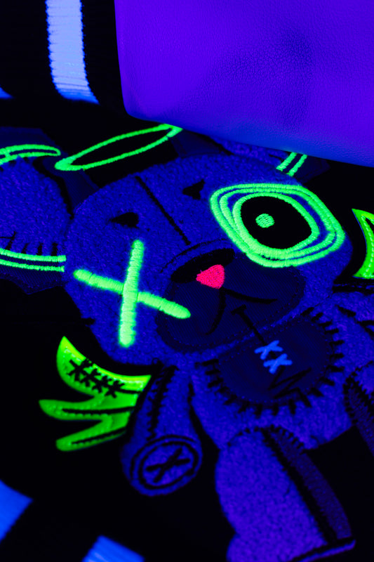 NEON ICE VARSITY BOMBER BLACK & WHITE