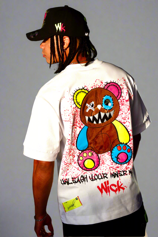 NIGHT RIDERS BEAR OVERSIZED T-SHIRT WHITE