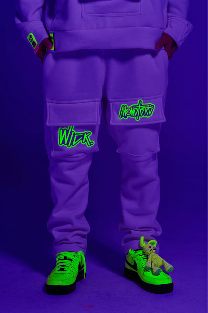 NEON ROYALTY CARGO SWEATPANTS WHITE