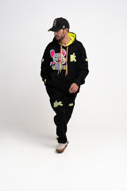 NEON ROYALTY HOODIE BLACK