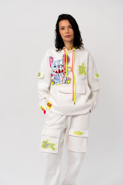 NEON ROYALTY HOODIE WHITE