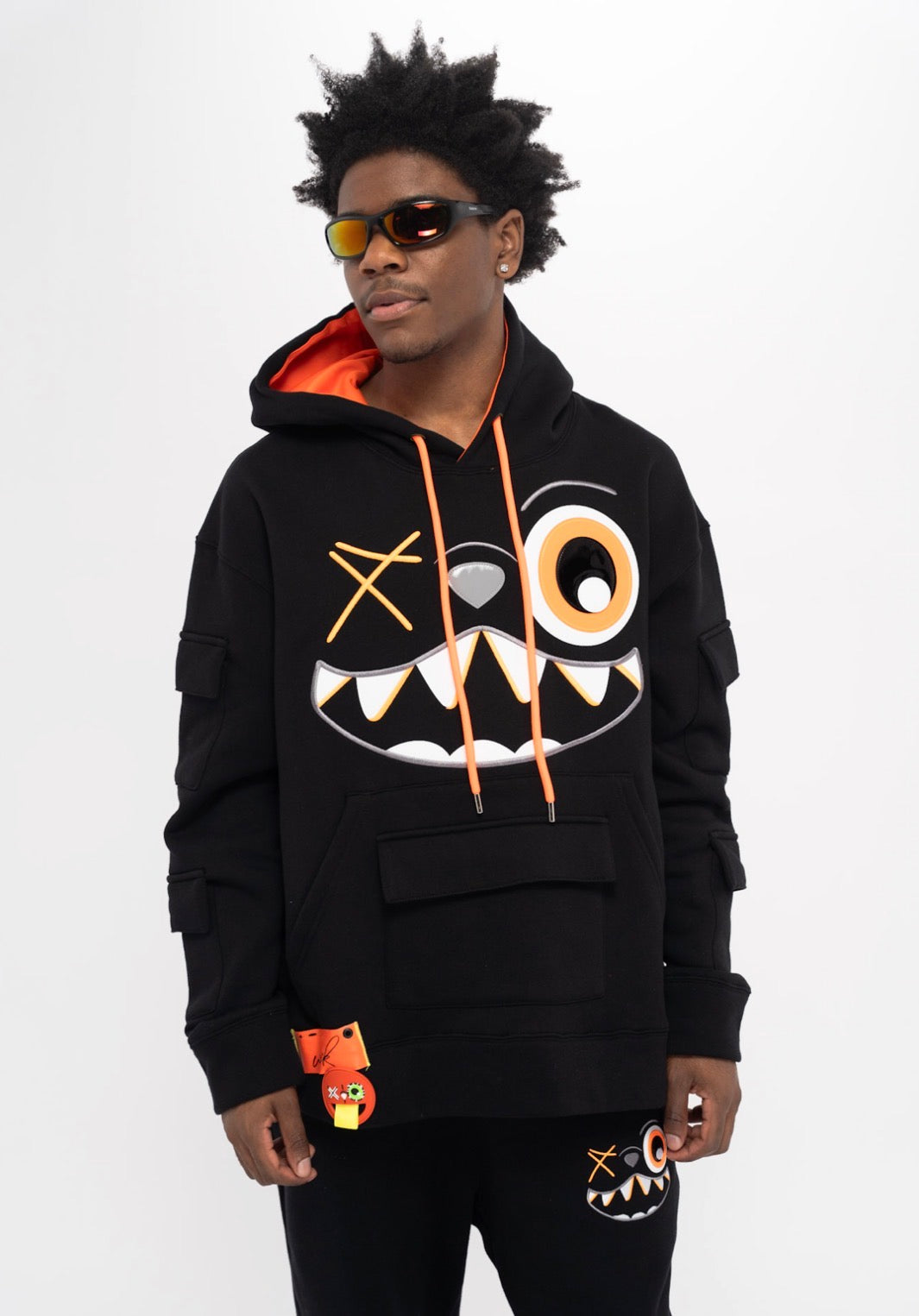 ORANGE AND BLACK HOODIE