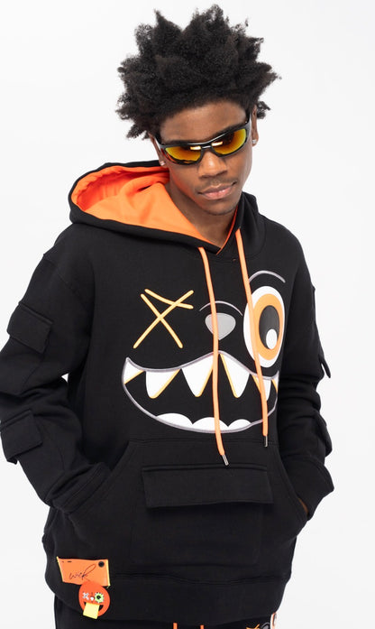 ORANGE AND BLACK HOODIE