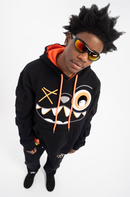 ORANGE AND BLACK HOODIE