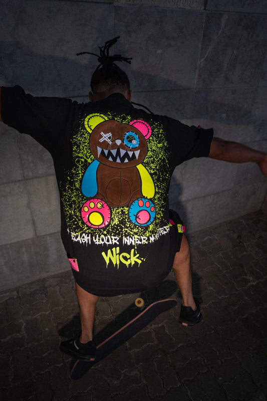 NIGHT RIDERS BEAR OVERSIZED T-SHIRT BLACK