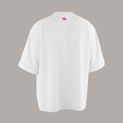 WHITE  OVERSIZED BASIC NOTHING BASIC PINK T-SHIRT