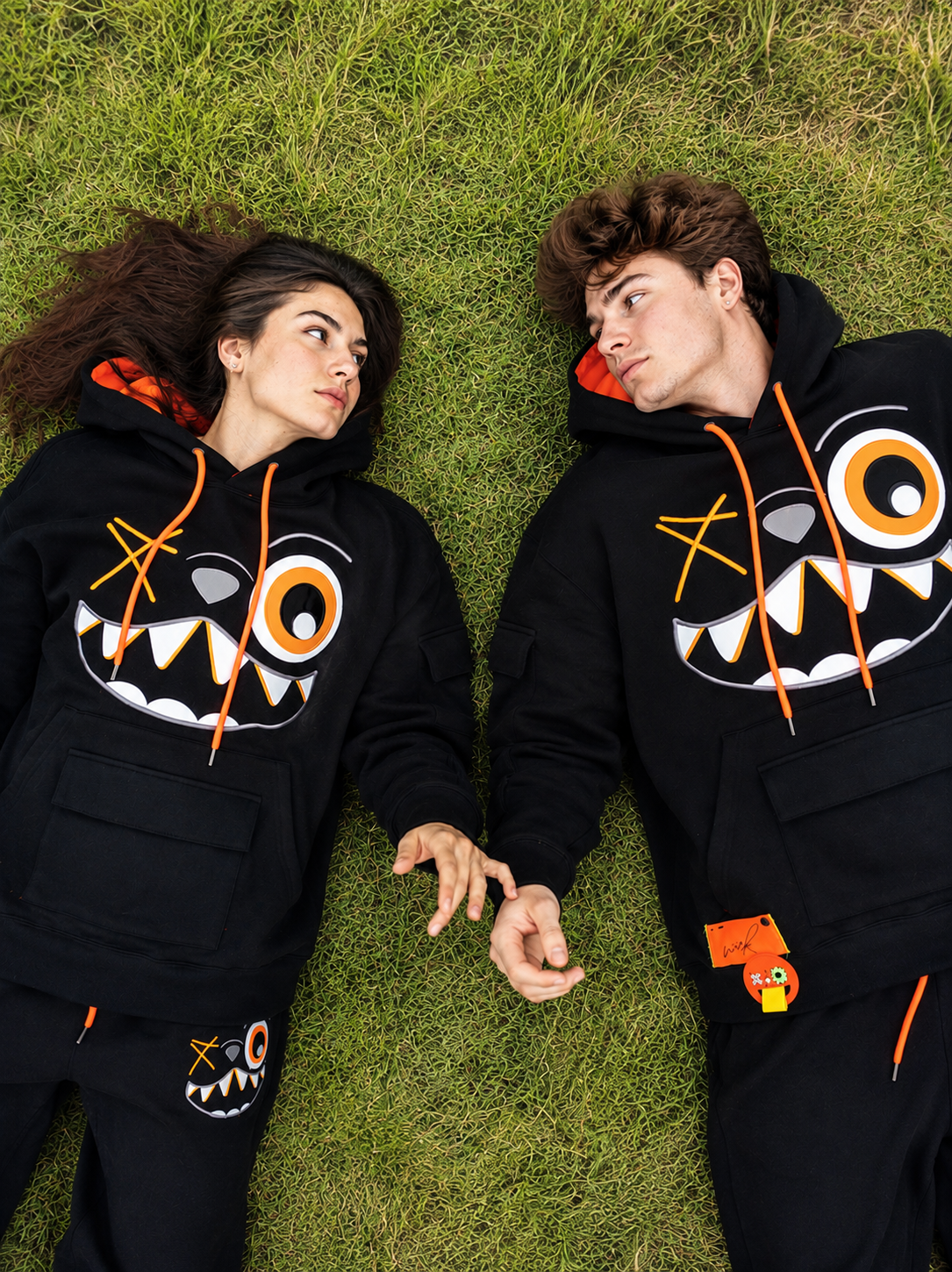 ORANGE AND BLACK HOODIE