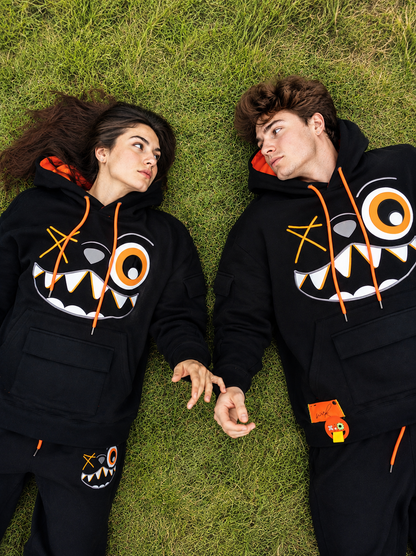 ORANGE AND BLACK HOODIE