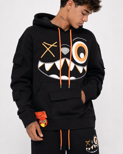 ORANGE AND BLACK HOODIE