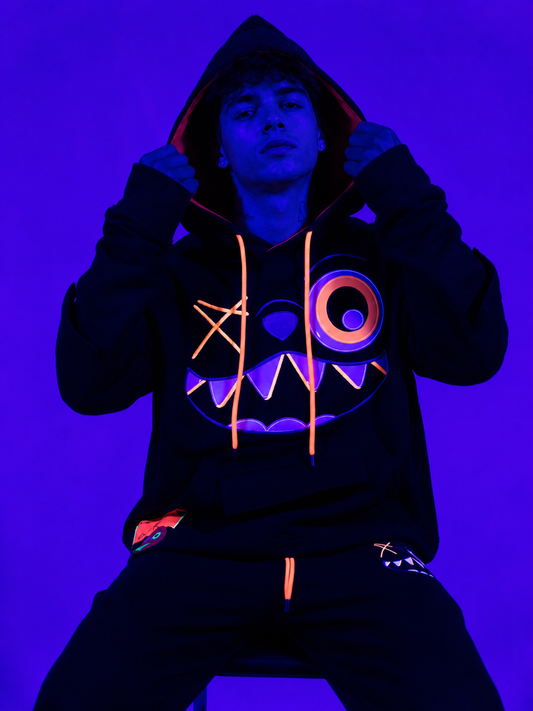 ORANGE AND BLACK HOODIE
