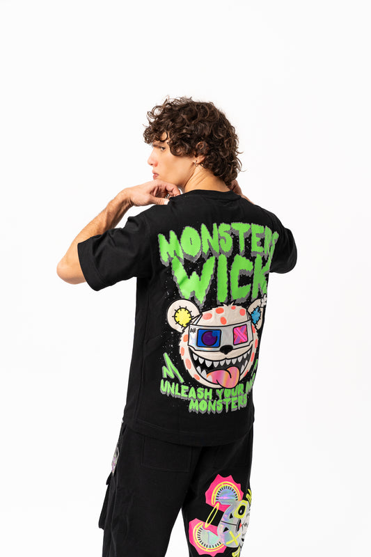 3D GLASS OVERSIZED T-SHIRT BLACK