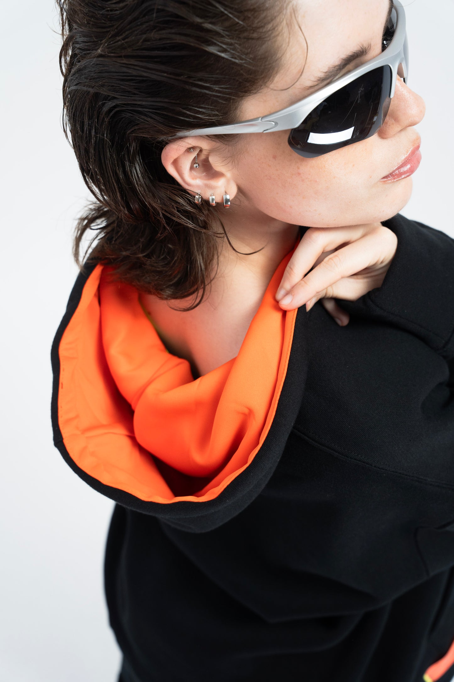ORANGE AND BLACK HOODIE