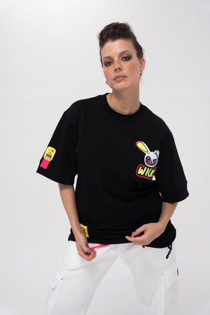 CRAZY BUNNY BLACK T-SHIRT