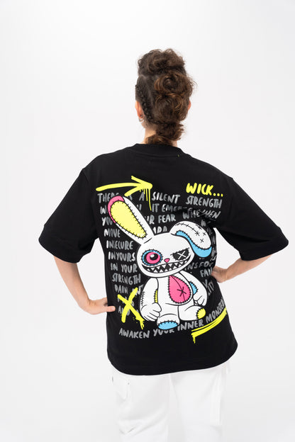 CRAZY BUNNY BLACK T-SHIRT