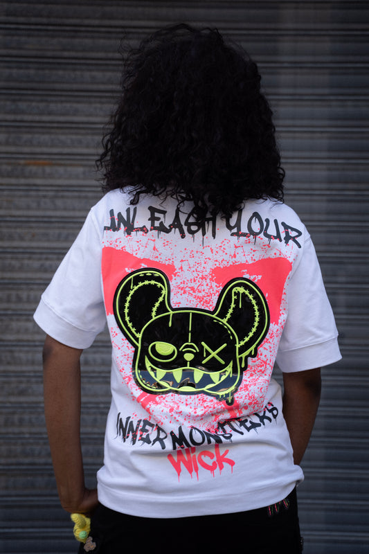 NIGHT RIDERS EXPLOSION OVERSIZED T-SHIRT WHITE & PINK