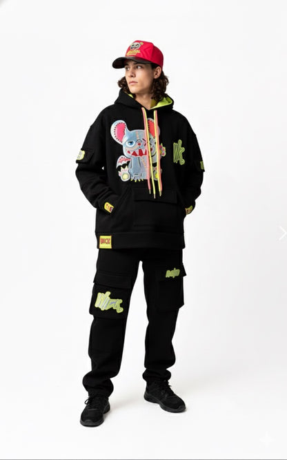 NEON ROYALTY HOODIE BLACK