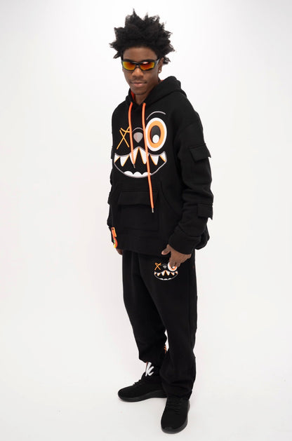 ORANGE AND BLACK HOODIE