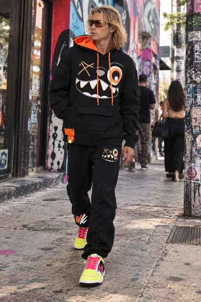WILD GRIN HOODIE BLACK & ORANGE