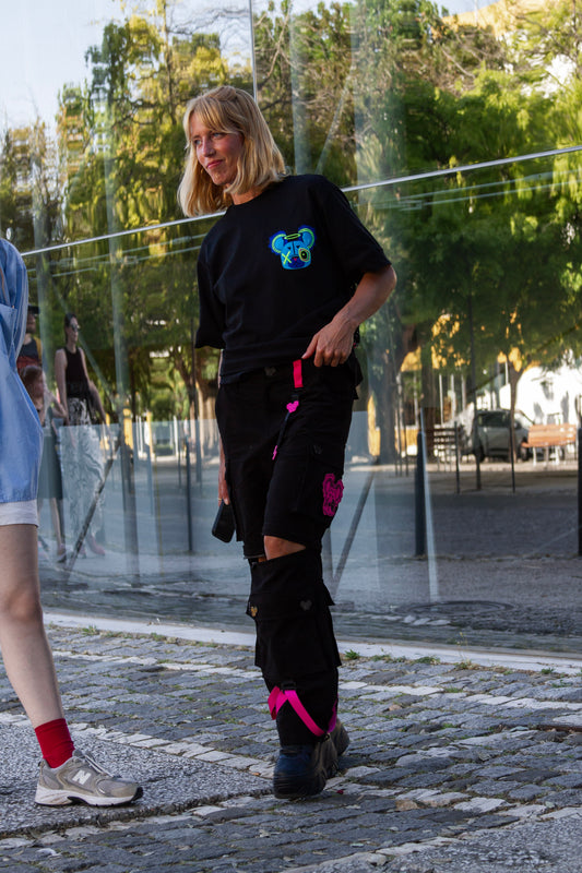NIGHT RIDERS CONVERTIBLE CARGO PANTS BLACK & PINK