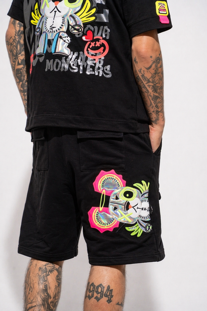 Neon Royal Shorts Black
