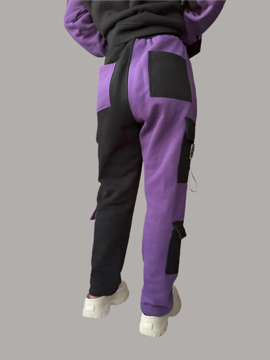 MIDNIGHT HAZE CARGO SWEATPANTS PURPLE & BLACK