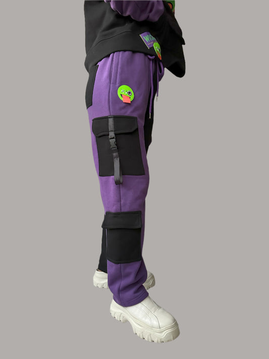 MIDNIGHT HAZE CARGO SWEATPANTS PURPLE & BLACK