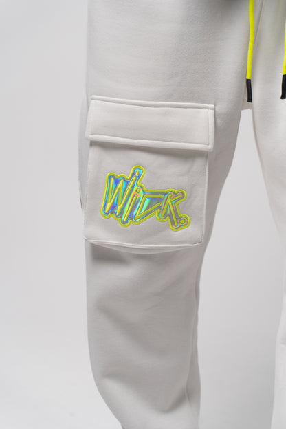 NEON ROYALTY CARGO SWEATPANTS WHITE