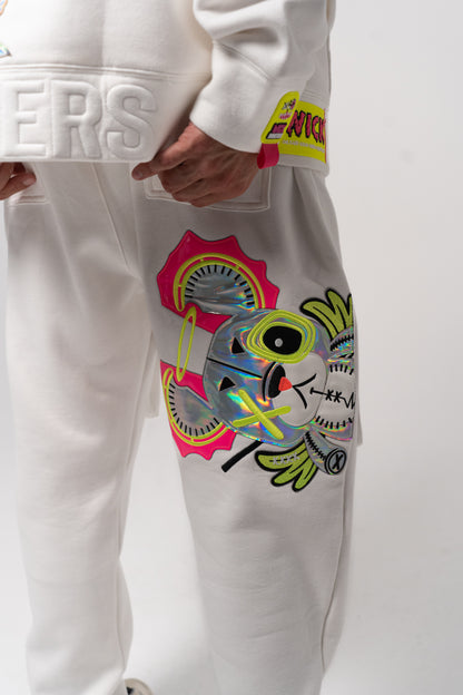 NEON ROYALTY CARGO SWEATPANTS WHITE