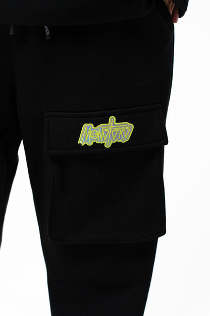 NEON ROYALTY CARGO SWEATPANTS BLACK