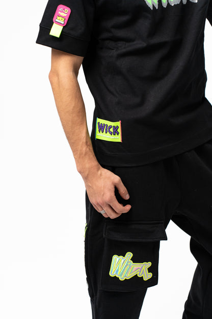 NEON ROYALTY CARGO SWEATPANTS BLACK