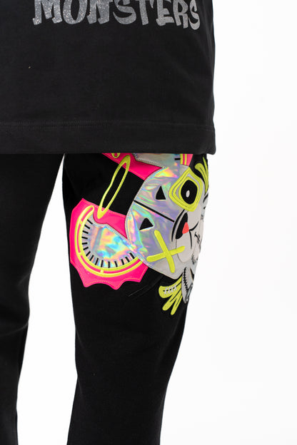 NEON ROYALTY CARGO SWEATPANTS BLACK