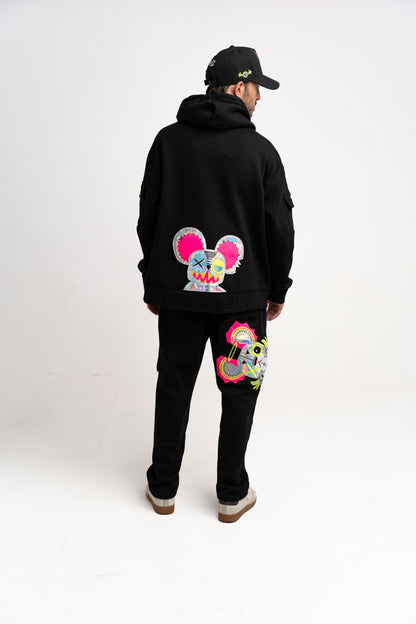 NEON ROYALTY CARGO SWEATPANTS BLACK