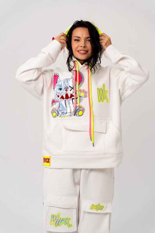 NEON ROYALTY HOODIE WHITE