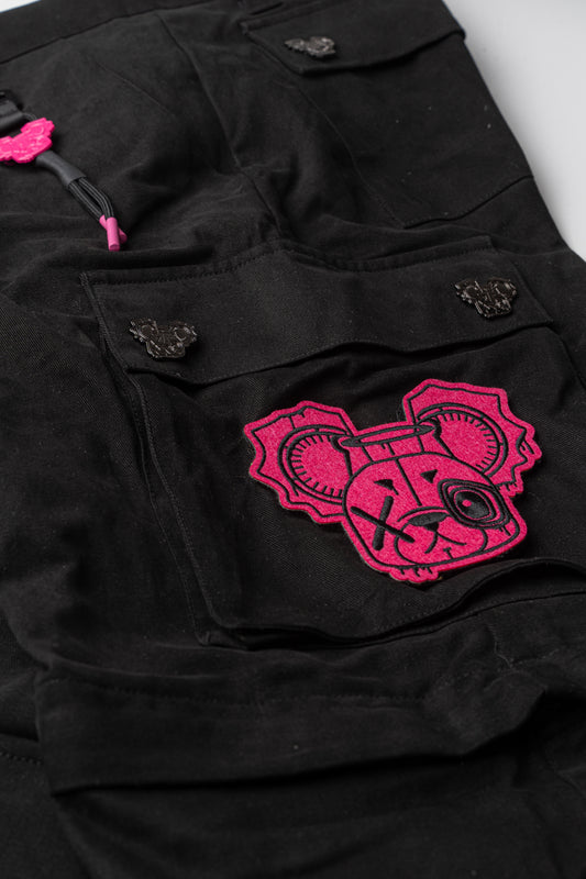 NIGHT RIDERS CONVERTIBLE CARGO PANTS BLACK & PINK