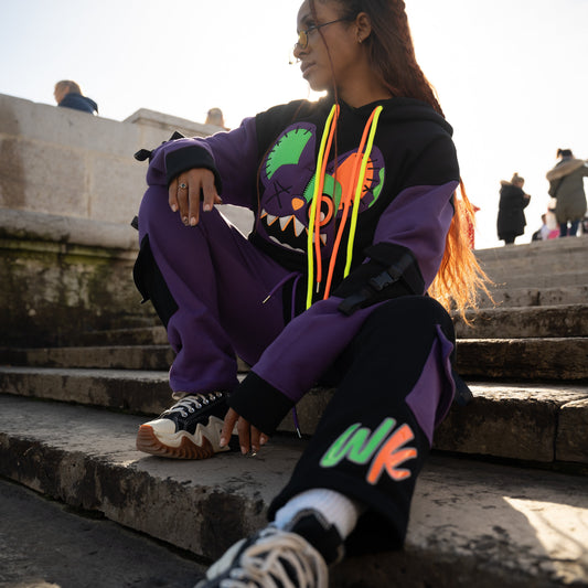 MIDNIGHT HAZE CARGO SWEATPANTS PURPLE & BLACK