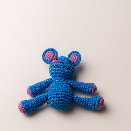 Amigurumi Collectible Blue - hand-crocheted blue bear, studio photo