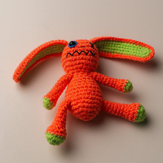 Amigurumi Collectible Orange - hand-crocheted orange bunny, studio photo