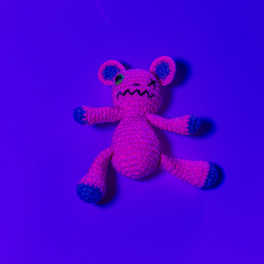 Amigurumi Collectible Pink under UV light (UV mode)
