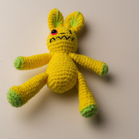 Amigurumi Collectible Yellow - hand-crocheted yellow bunny, studio photo