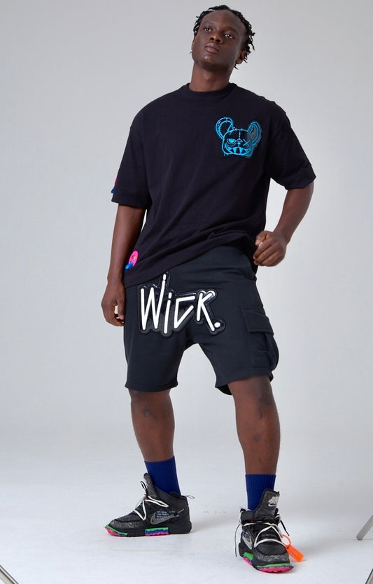 NIGHT RIDERS LOGO SHORTS BLACK