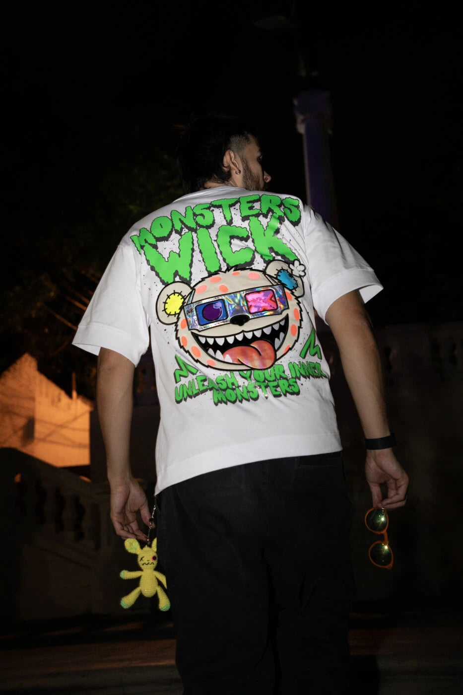 3D Glass T-Shirt White de noche, espalda